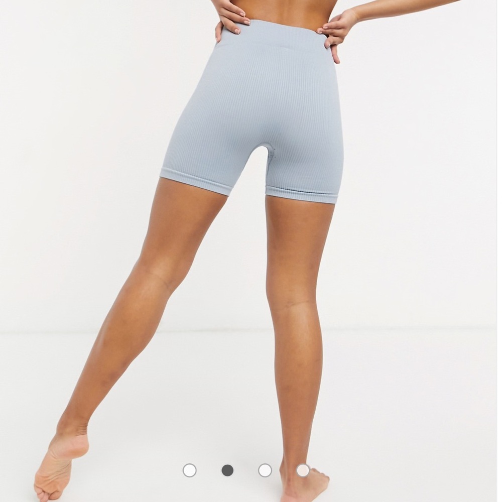 ASOS Sky Blue Ribbed Shorts - Picture 2 of 11
